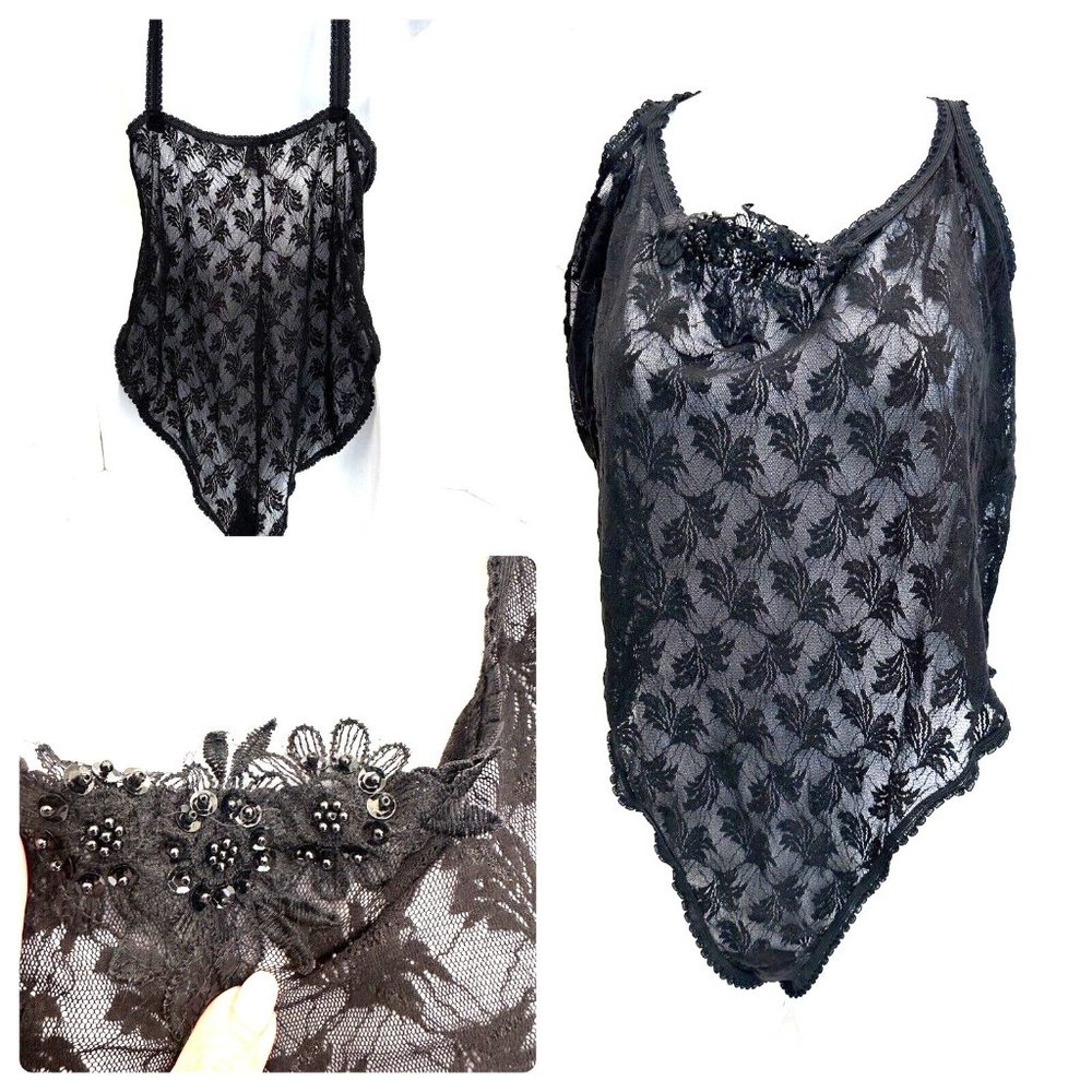 Petra Fashions Vintage Body Suit,Romper Sexy Black Lace Teddie Lingerie Size 3XL